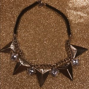 Black Rope & Gold Chain Triangle Costume Necklace